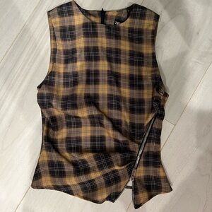 Zara Black and yellow Plaid Sleeveless Top